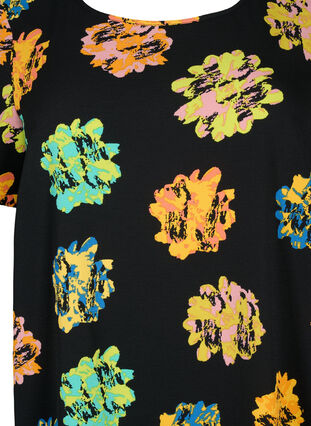 Robe à manches courtes avec imprimé, Black Big Flower, Packshot image number 2