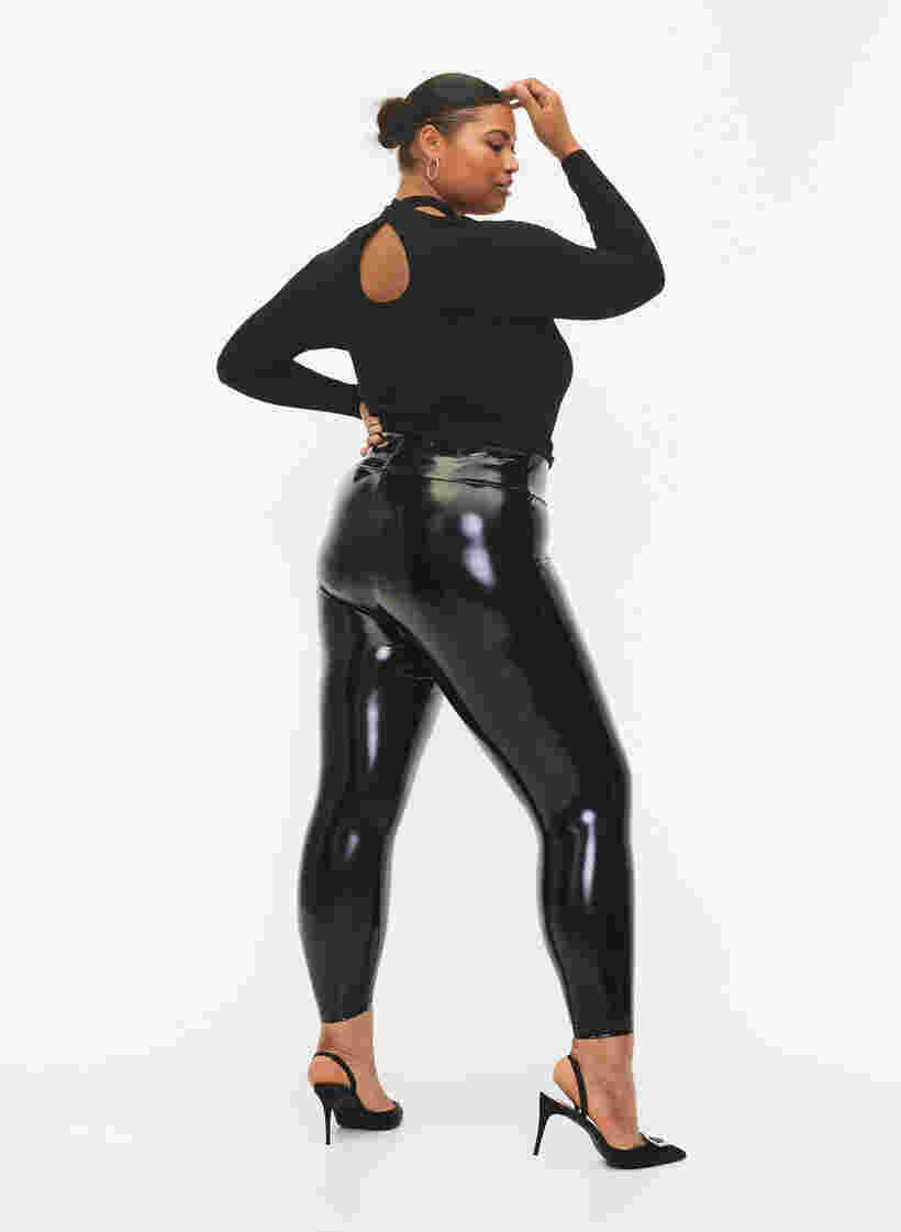 Leggings effet mouillé, Black Shiny, Model image number 1