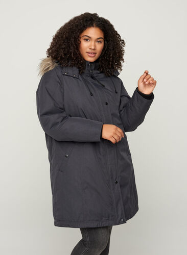 Veste d'hiver imperméable avec capuche, Black, Model image number 0