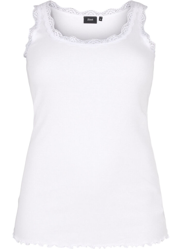 Top met kant, Wit, Packshot image number 0