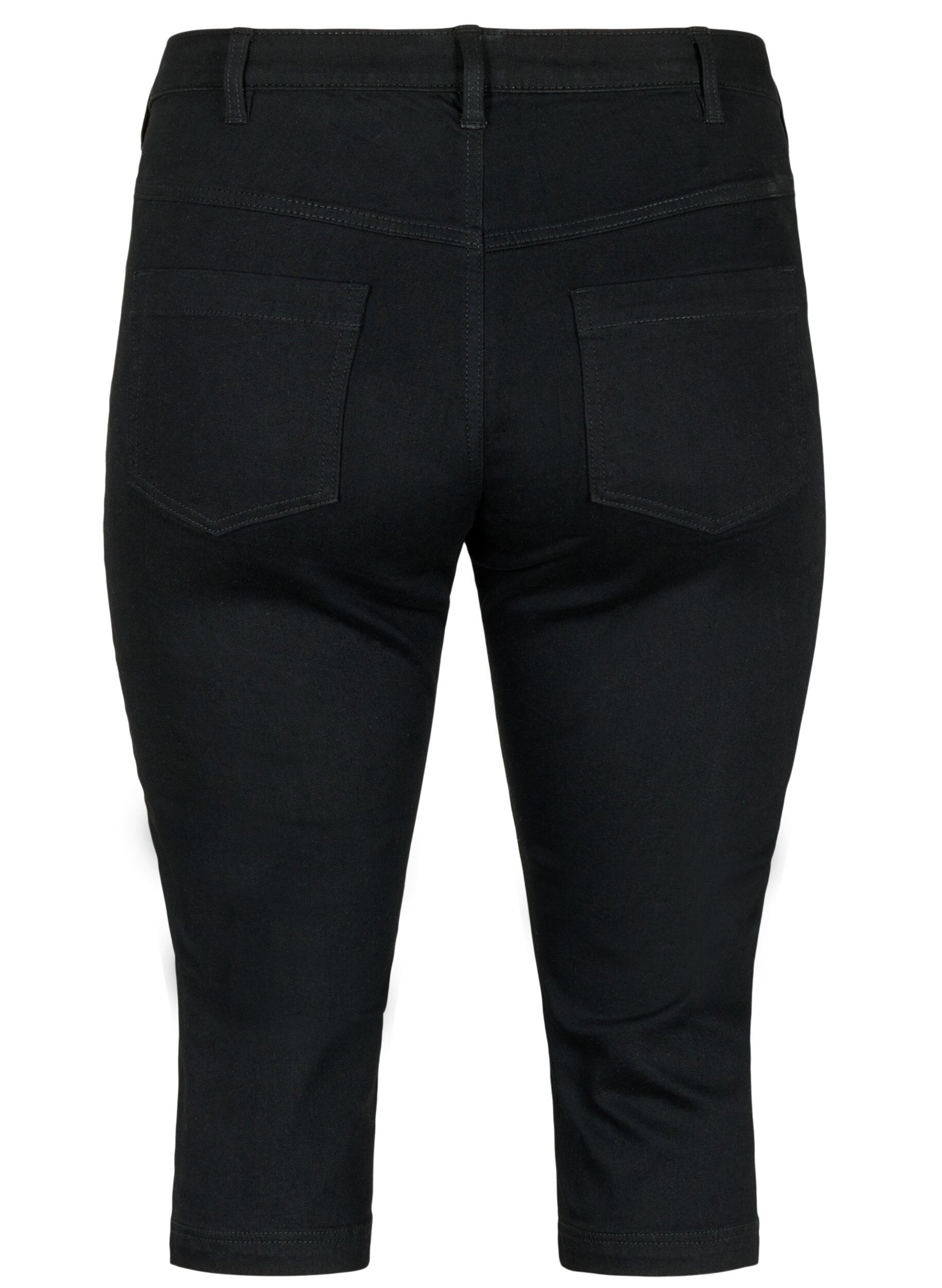Zizzi Pantacourt Emily coupe slim en denim, Black, Packshot image number 1
