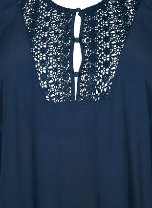 Viscose blouse met 1/2 mouwen en borduurwerk detail, Total Eclipse, Packshot image number 2