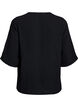 Chemisier &agrave; col V et manches 3/4, Noir, Packshot image number 1