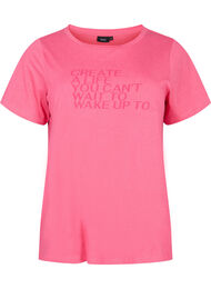 T-shirt avec imprimé en coton et à manches courtes, Hot Pink Create, Packshot