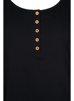 Haut en coton solide avec élastique dans le bas, Black, Packshot image number 2