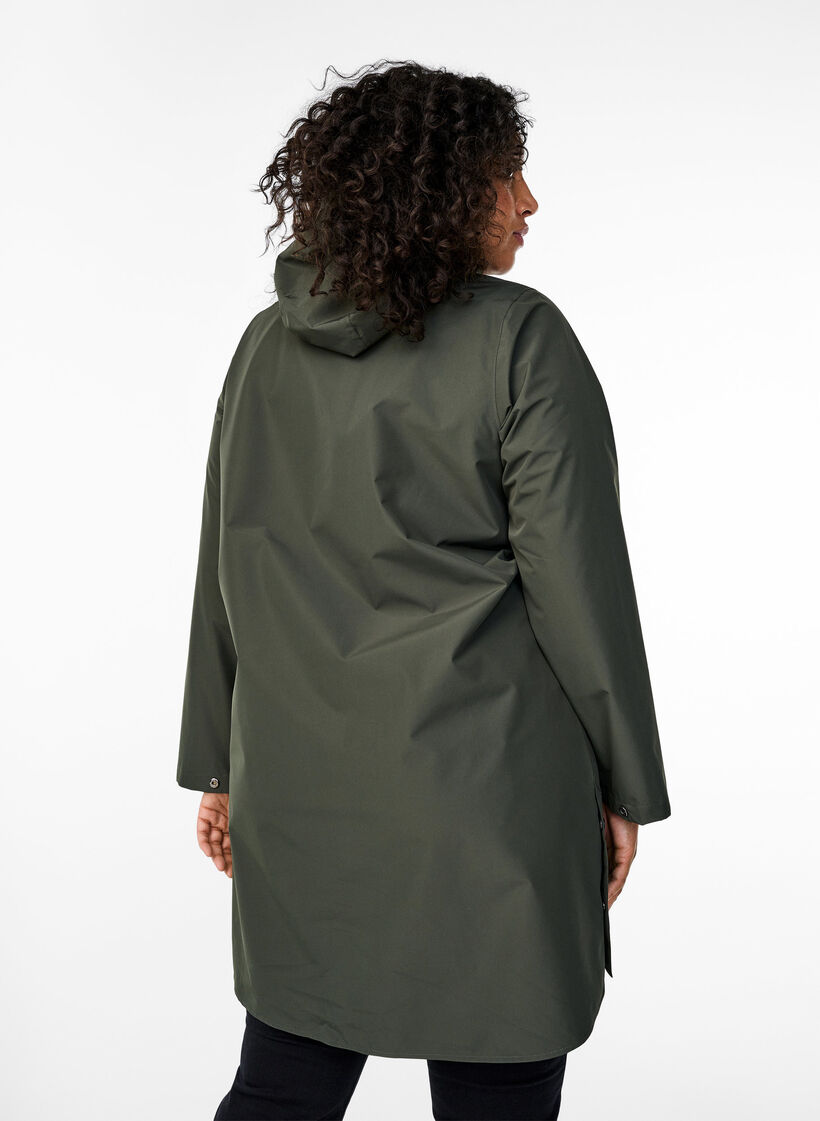 Imperm&eacute;able avec poches et capuche, Vert, Model image number 2