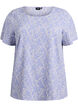 Blouse met korte mouwen en textuur, Blauw, Packshot image number 0