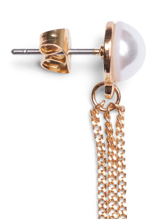 Boucles d'oreilles en perles avec chaîne, Gold, Packshot image number 2