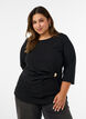 Blouse met asymmetrische drapering en 3/4-mouwen, Zwart, Model image number 0