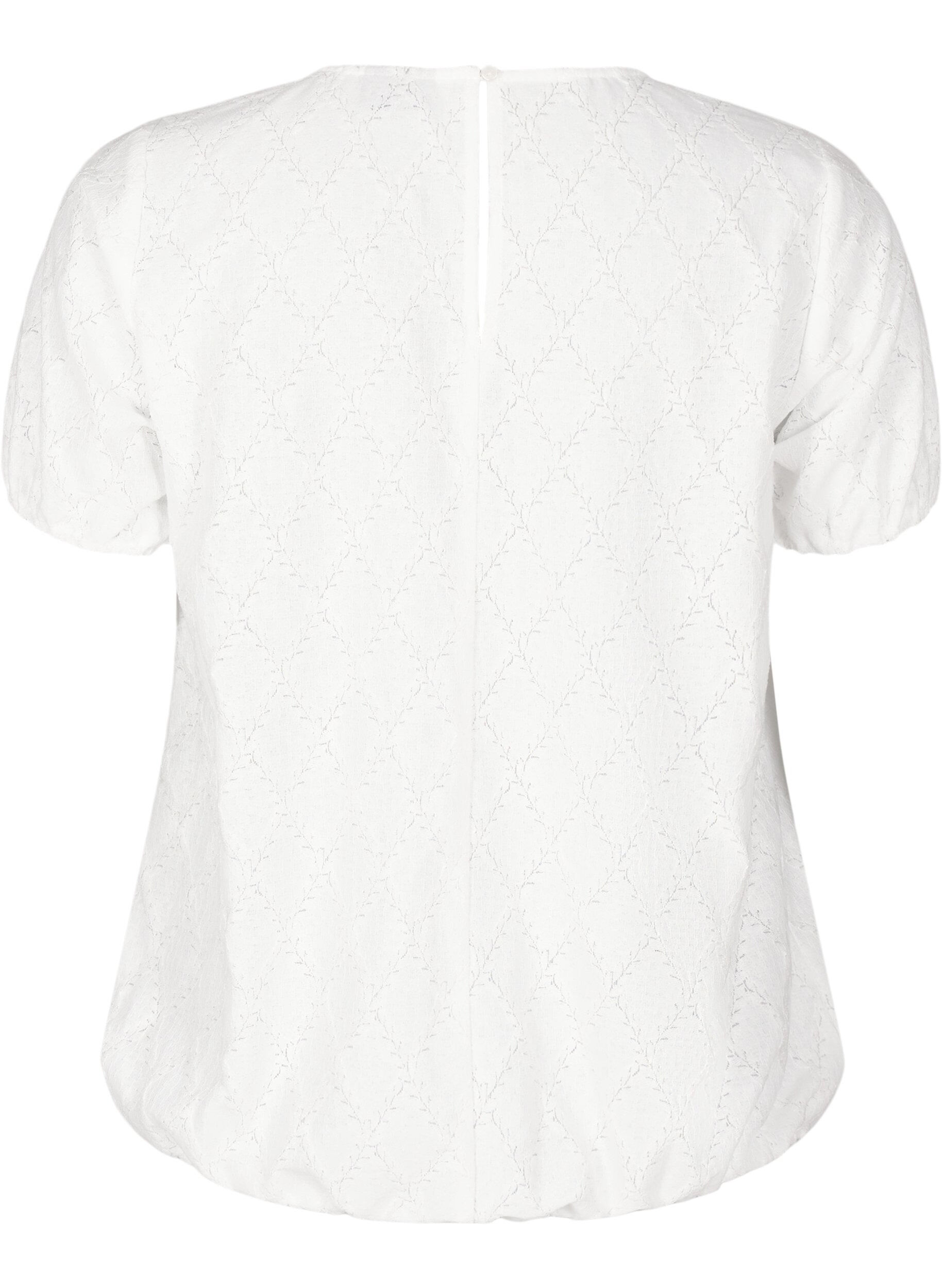 ZizziBlouse met korte mouwen en gestructureerd patroon, Bright White, Packshot image number 1