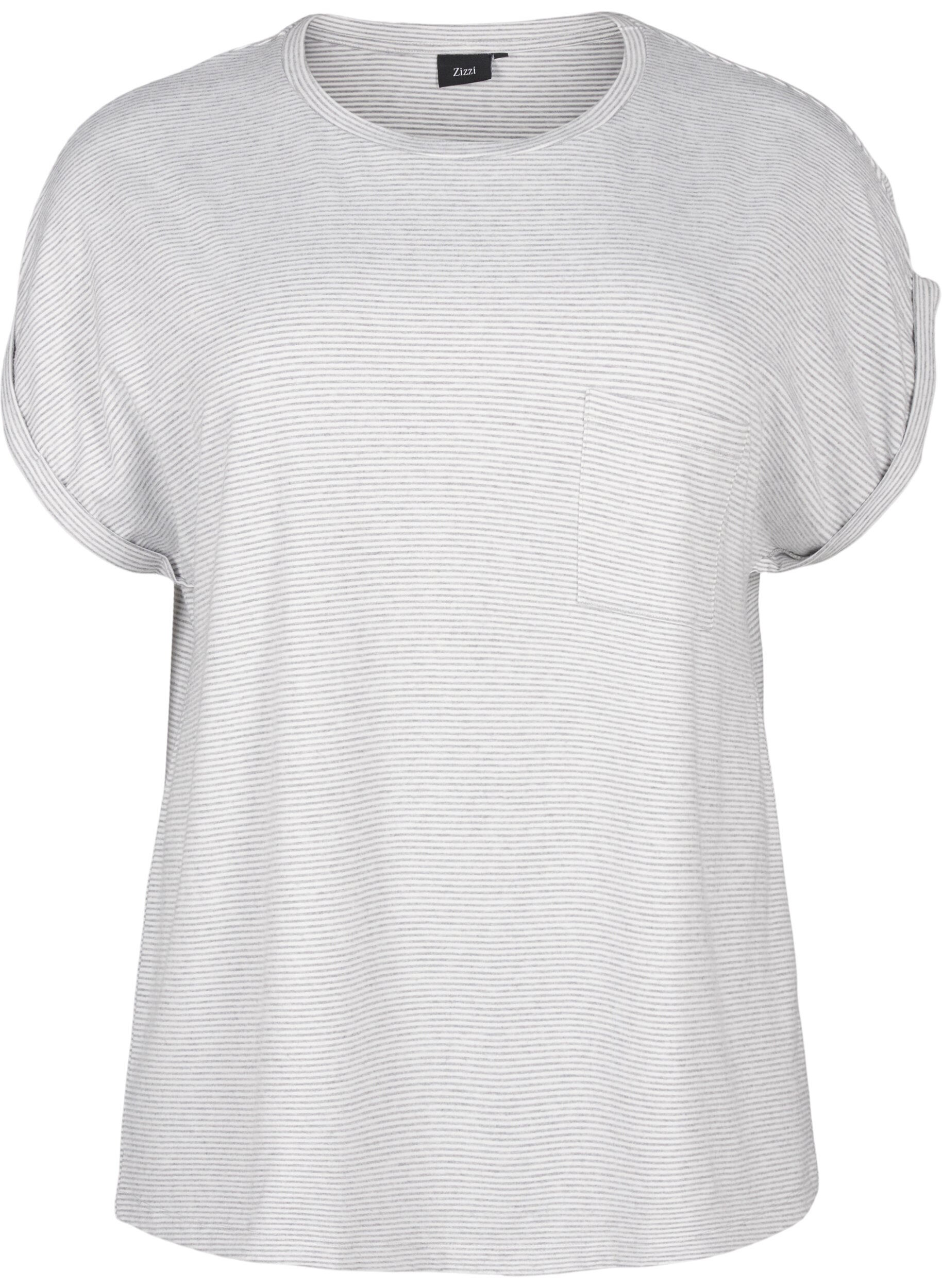 Chemise de nuit ray&eacute;e &agrave; manches courtes