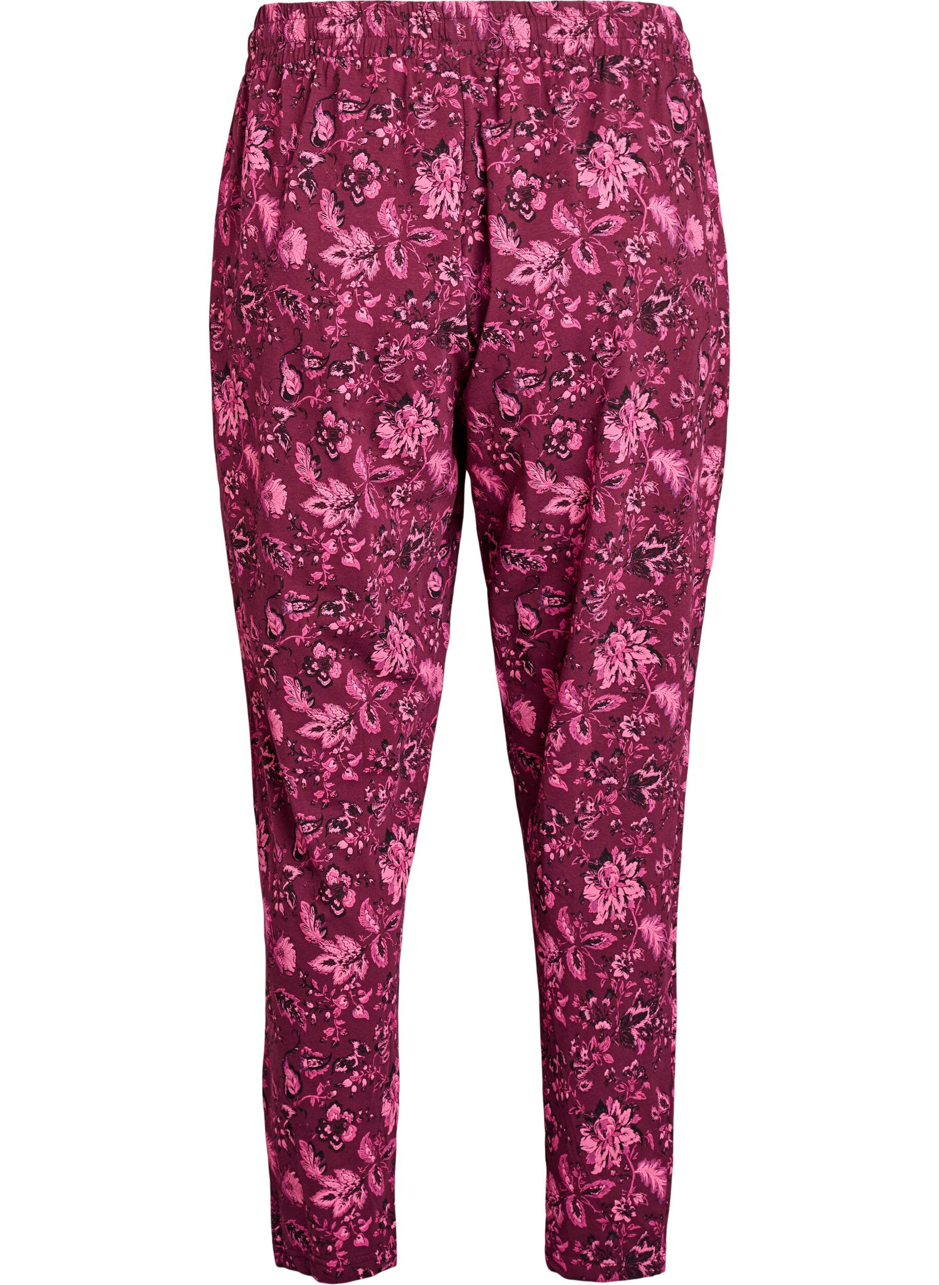 ZizziKleren pyjama broek met print, Donker Bordeaux, Packshot image number 1
