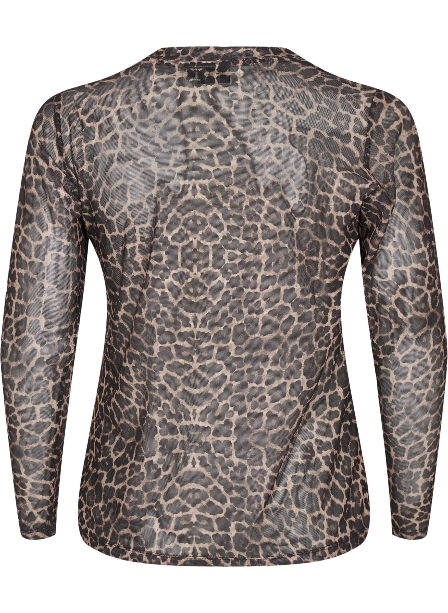 ZizziMesh blouse met stippen, Bruin, Packshot image number 1