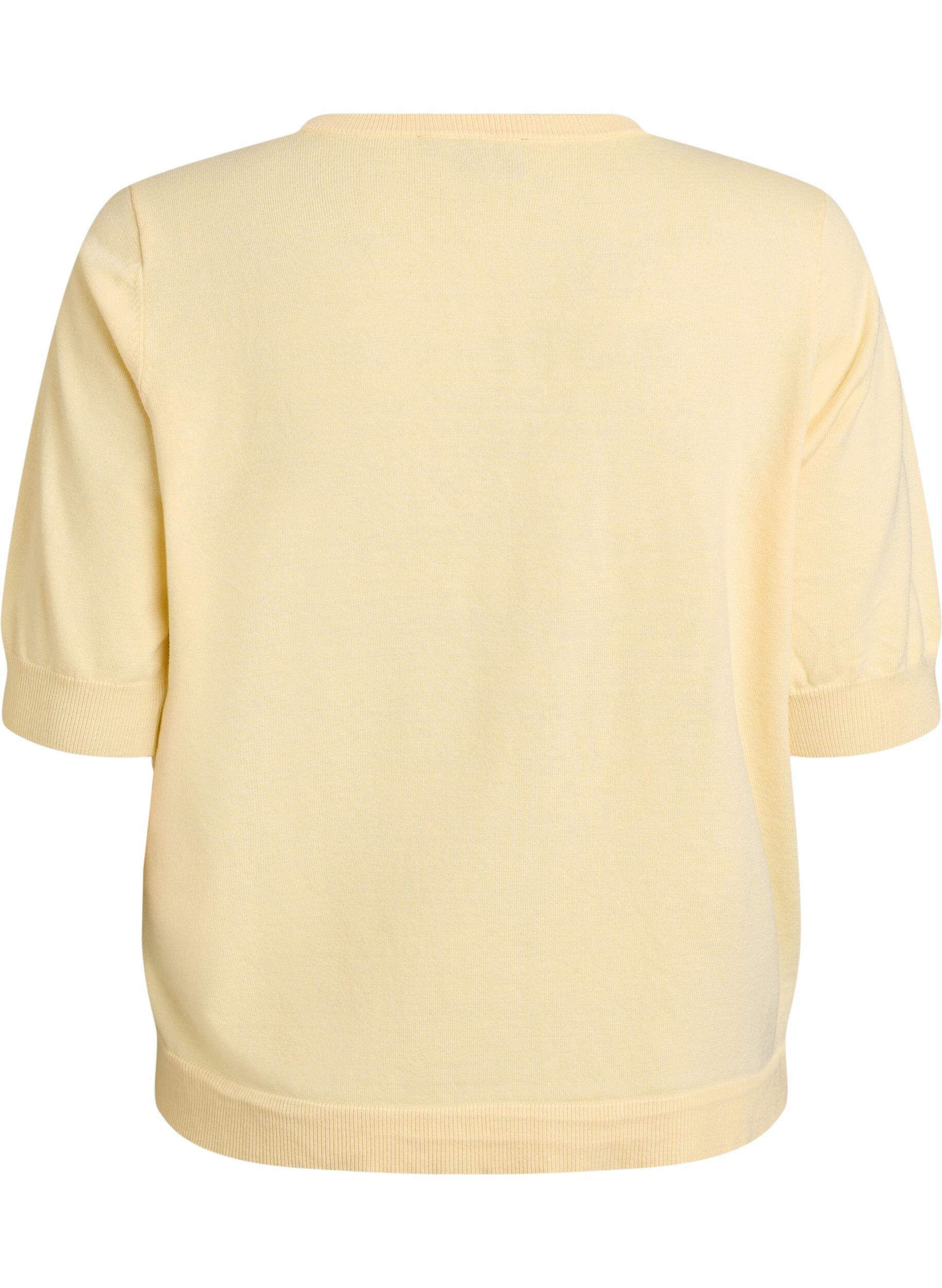 ZizziFijngebreide blouse met korte mouwen, Geel, Packshot image number 3
