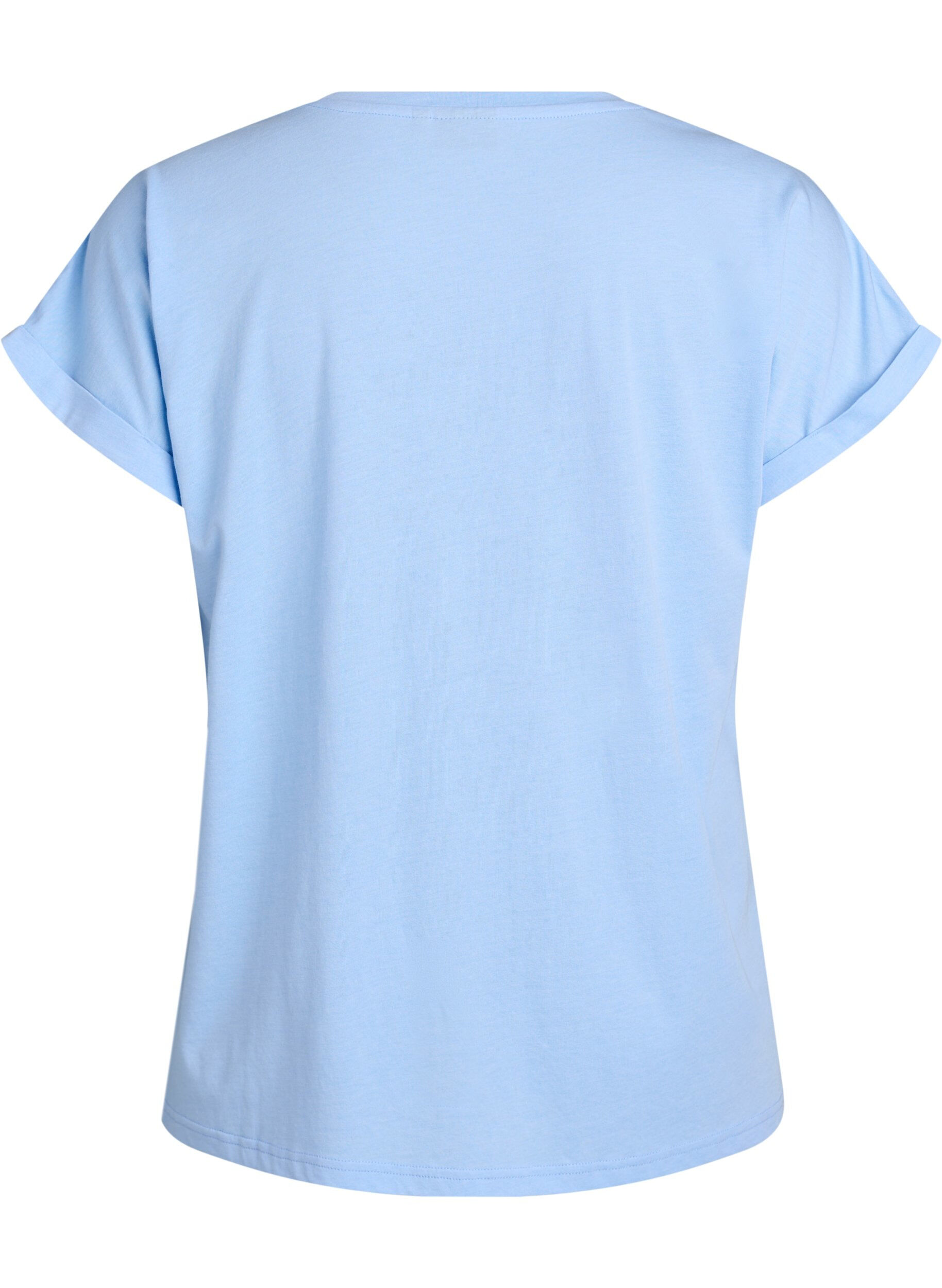 ZizziT-shirt met korte mouwen in een katoenmix, Blauw, Packshot image number 1