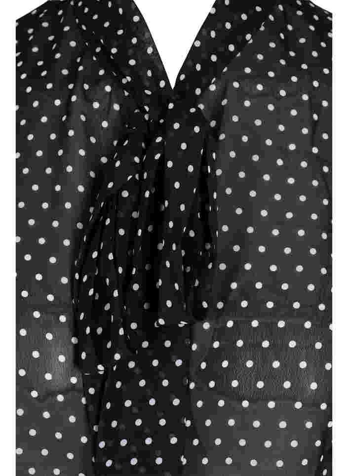 Col à pois avec détail de cravate, Black w. White , Packshot image number 2