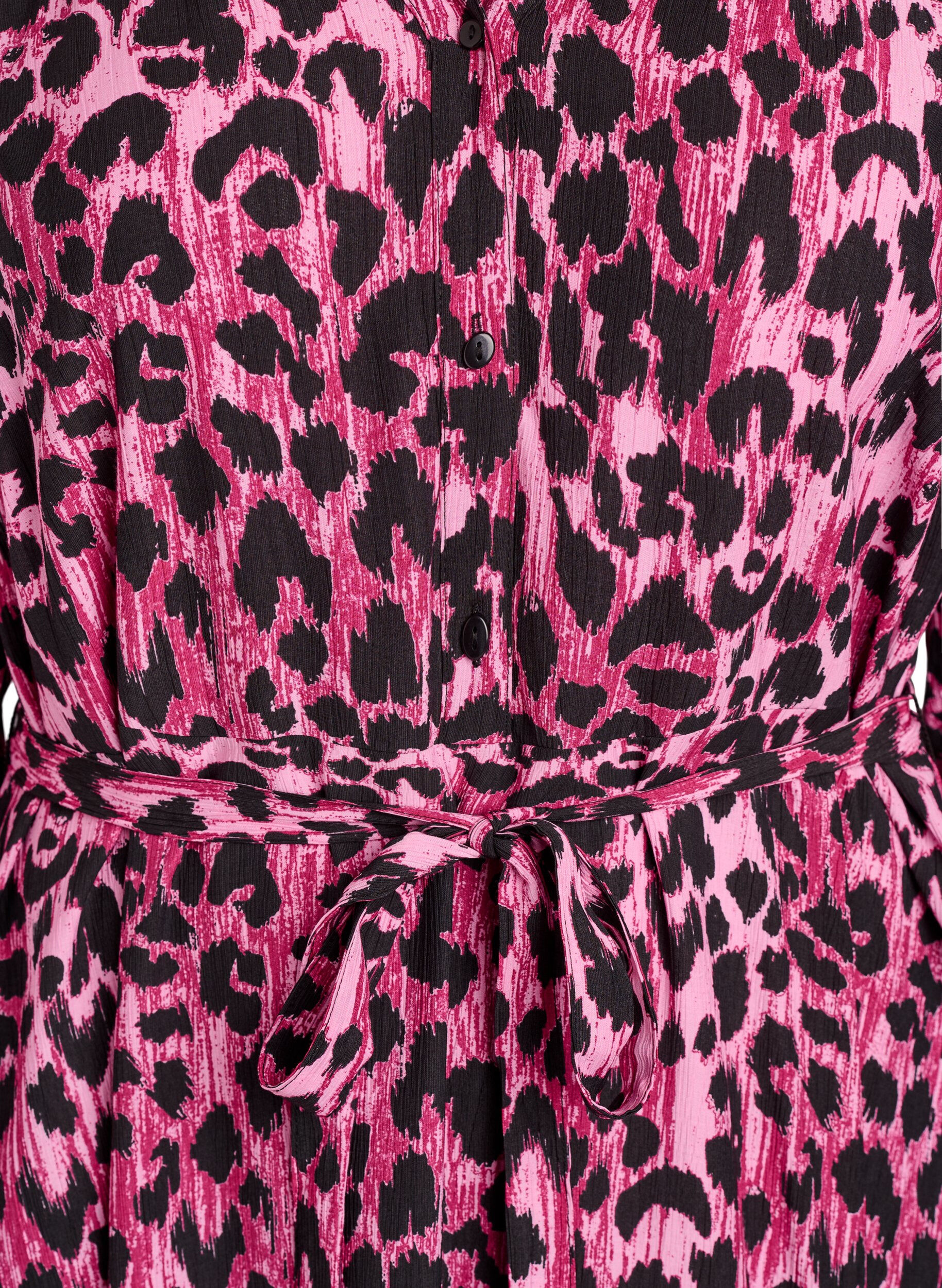 ZizziMidi jurk met knoopsluiting en strikceintuur, Roze, Packshot image number 2