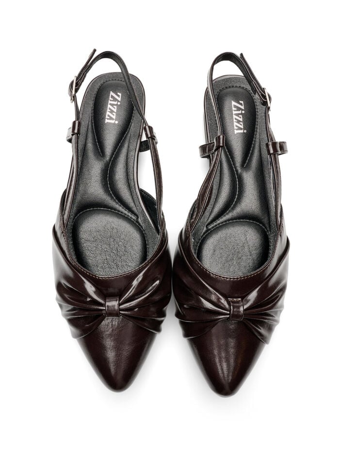 Slingback avec n&oelig;ud et aspect verni, Marron, Packshot image number 2