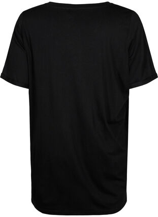 T-shirt à col en V surdimensionné de couleur unie, Black, Packshot image number 1