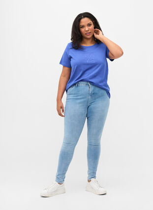 T-shirt en coton à manches courtes avec imprimé, Dazzling Blue WAYS, Model image number 2