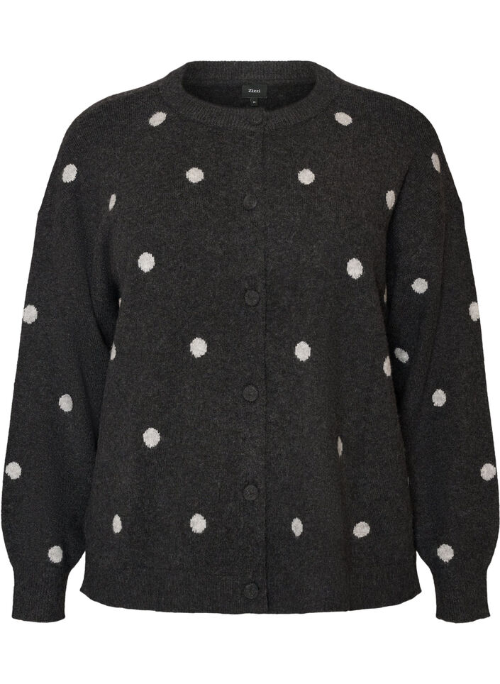 Cardigan &agrave; pois, Gris, Packshot image number 0