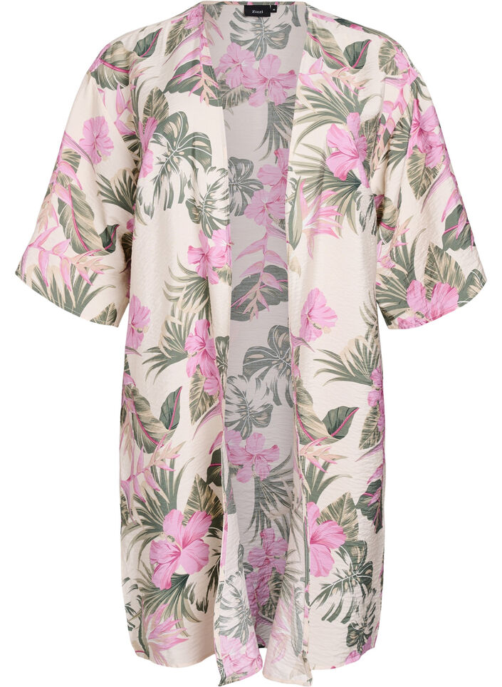 Kimono en viscose avec manches 3/4, Vanille, Packshot image number 0