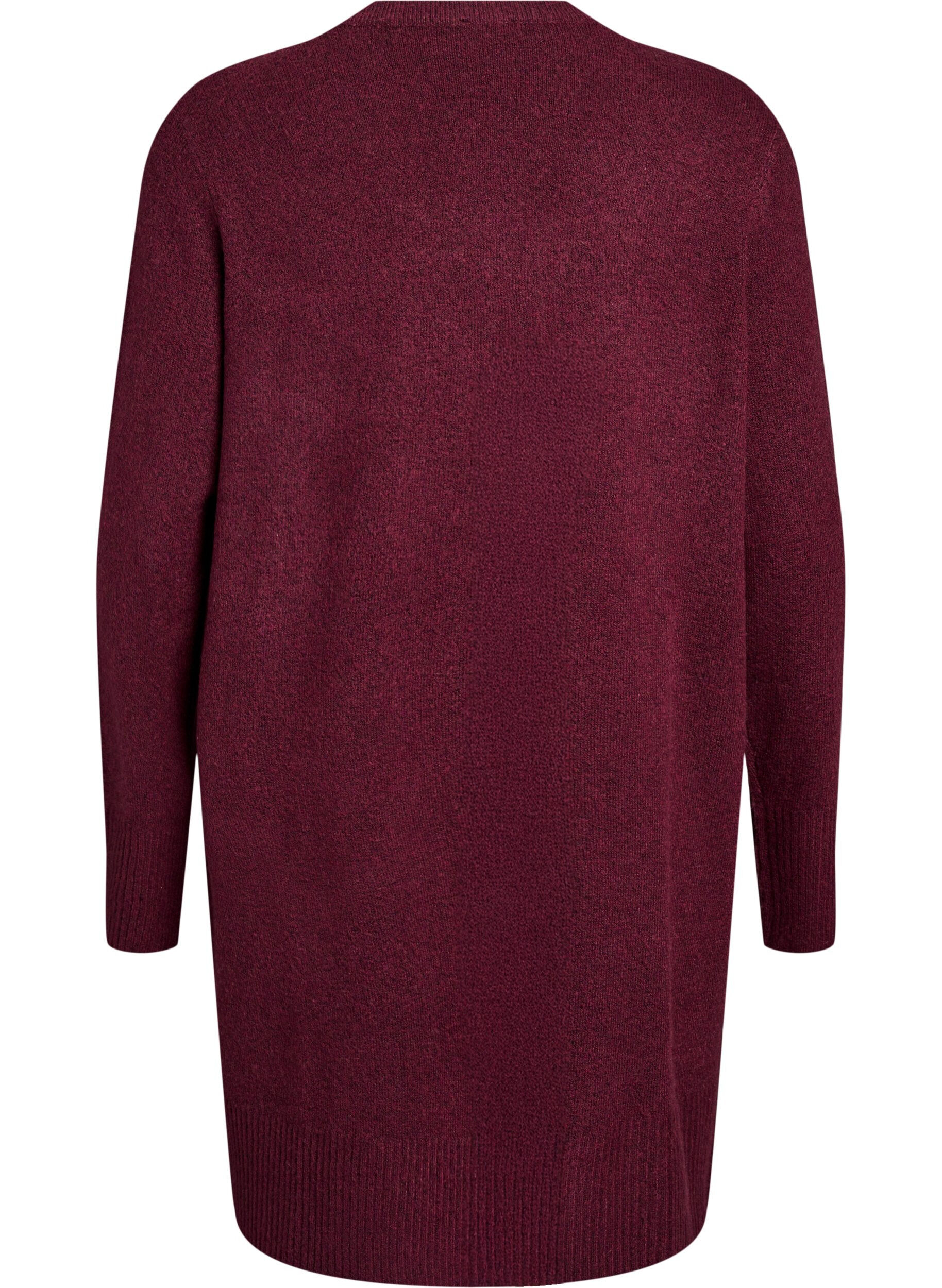 ZizziCardigan en tricot c&ocirc;tel&eacute; avec poches, Bordeaux fonc&eacute;, Packshot image number 1