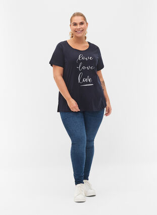 T-shirt en coton à manches courtes avec imprimé, Night Sky Love Love, Model image number 2