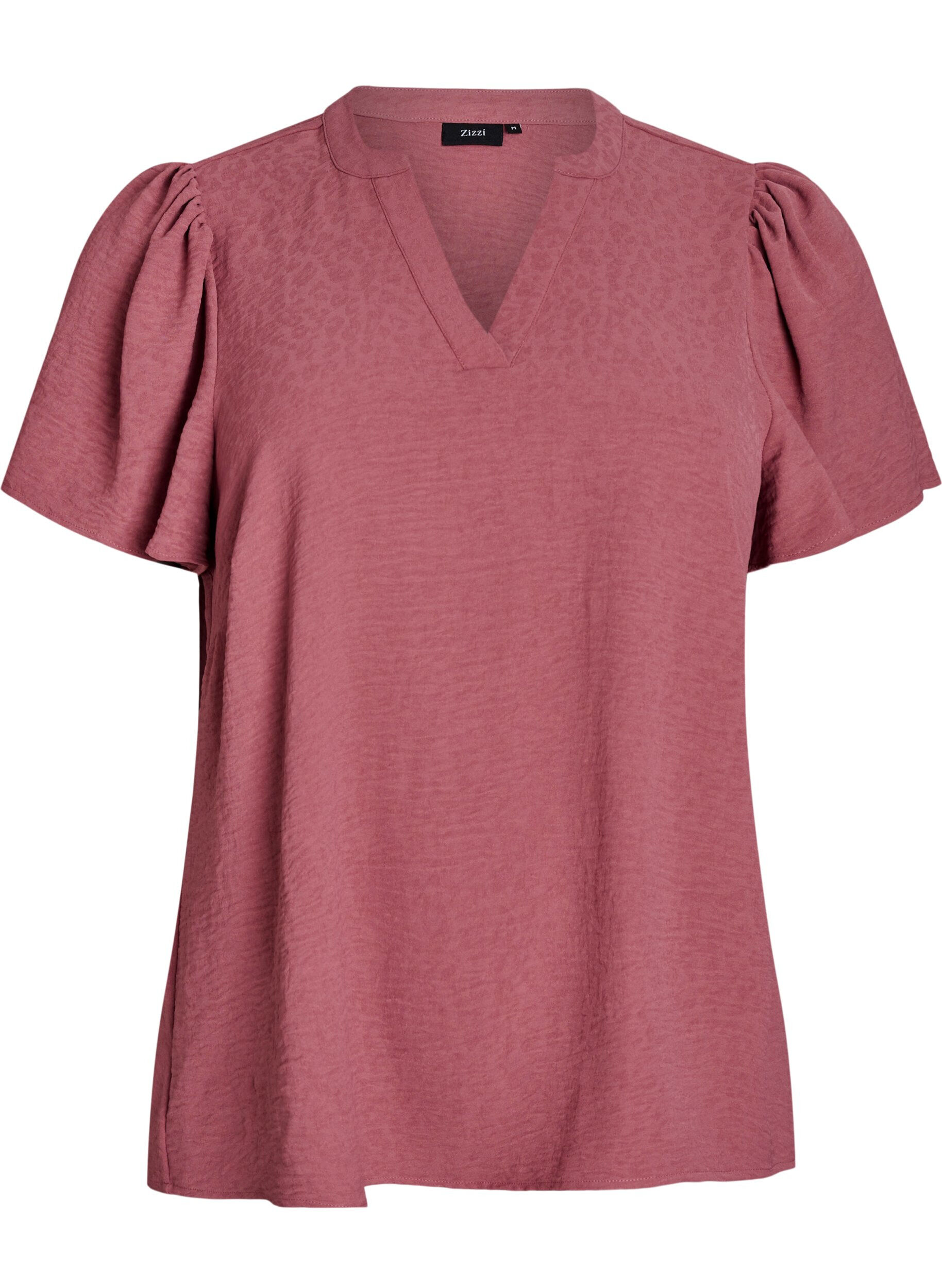 Chemisier &agrave; manches courtes &agrave; volants et col en V