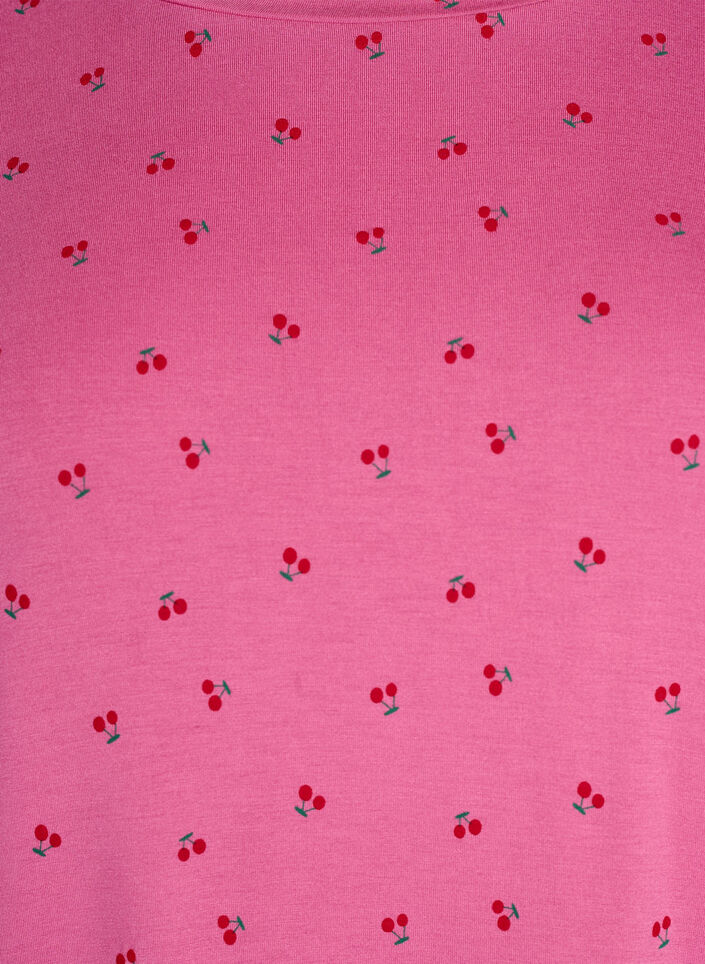 T-shirt de pyjama en viscose &agrave; imprim&eacute; int&eacute;gral, Rose, Packshot image number 2