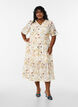 Robe mi-longue &agrave; fleurs avec une forme trap&egrave;ze, Beige, Model image number 0
