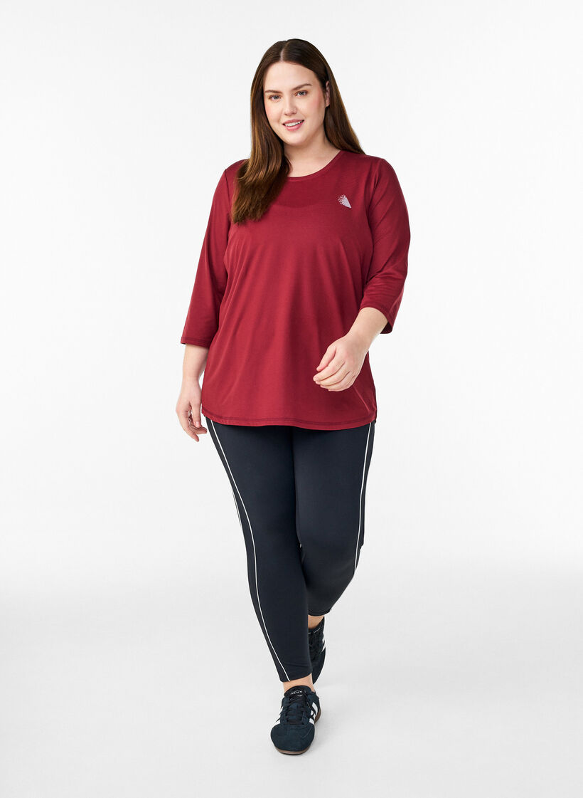 Sporttop met 3/4 mouwen, Rood, Model image number 1