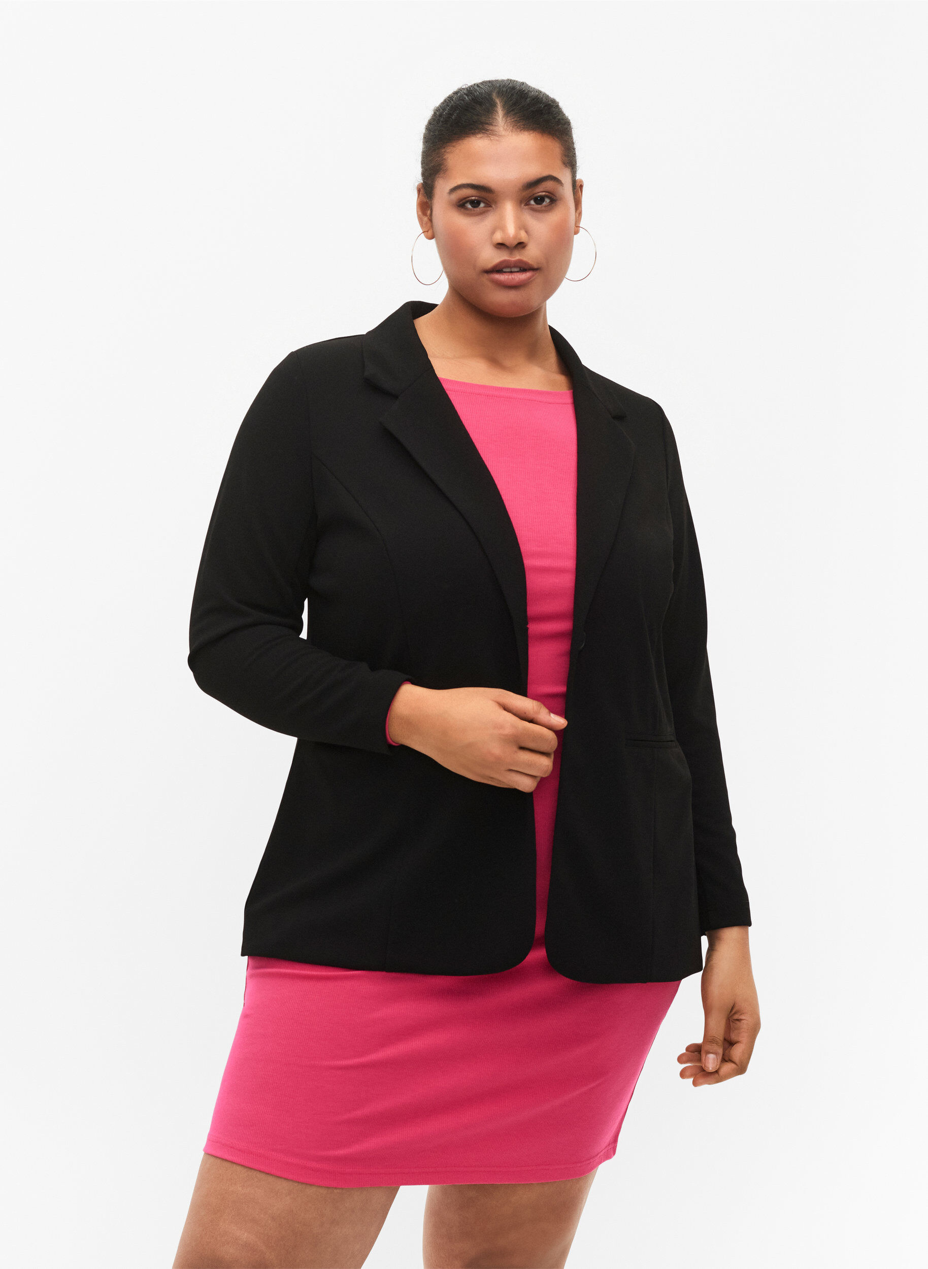 Zizzi Blazer &agrave; poches, Black, Model image number 0