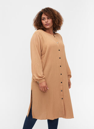 Robe chemise à manches longues , Indian Tan, Model image number 0