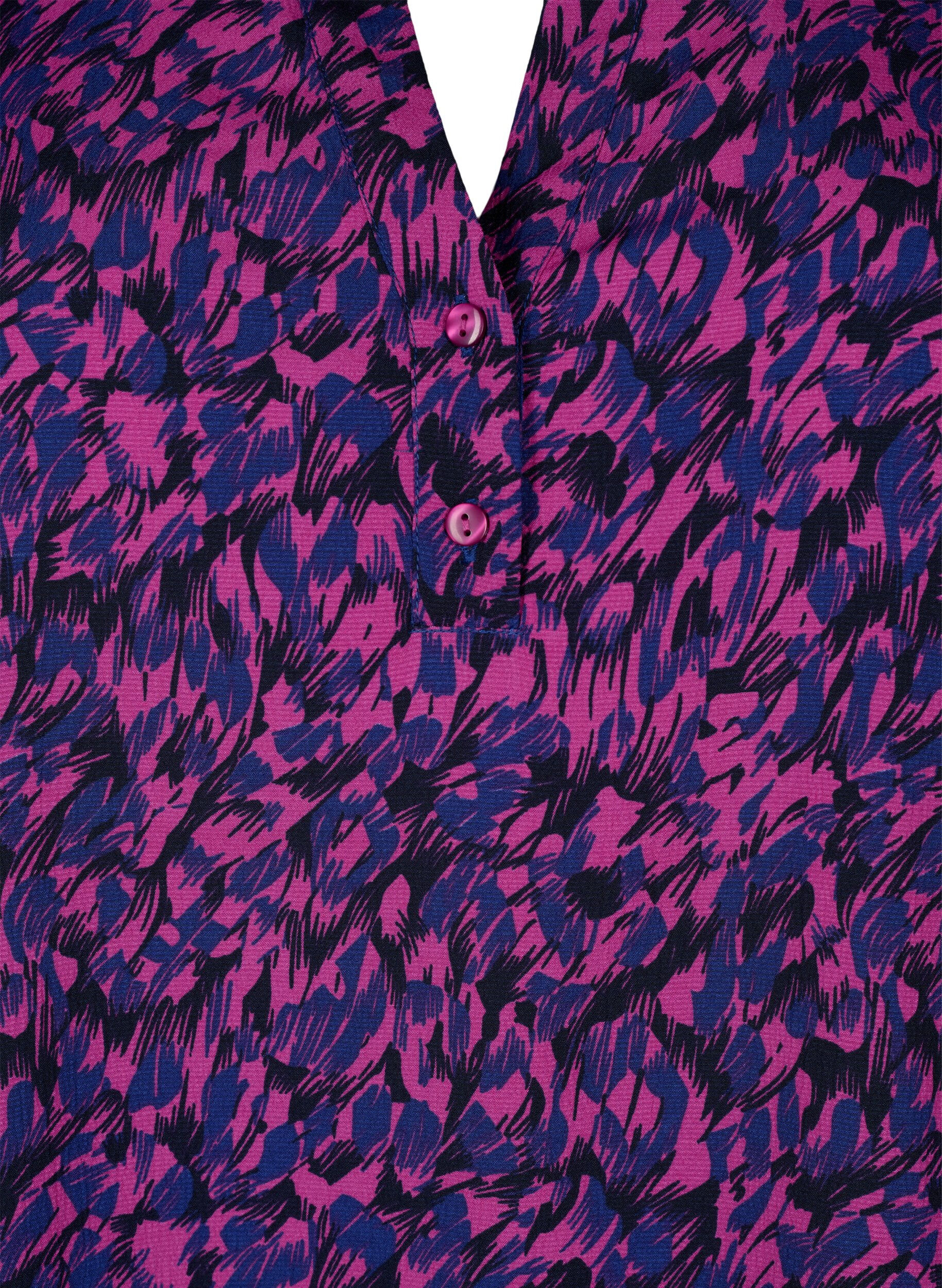 ZizziFLASH - Blouse met lange mouwen en print, Pink Blue AOP, Packshot image number 2