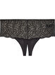 String hipster ouvert taille haute avec dentelle, Noir, Packshot image number 0