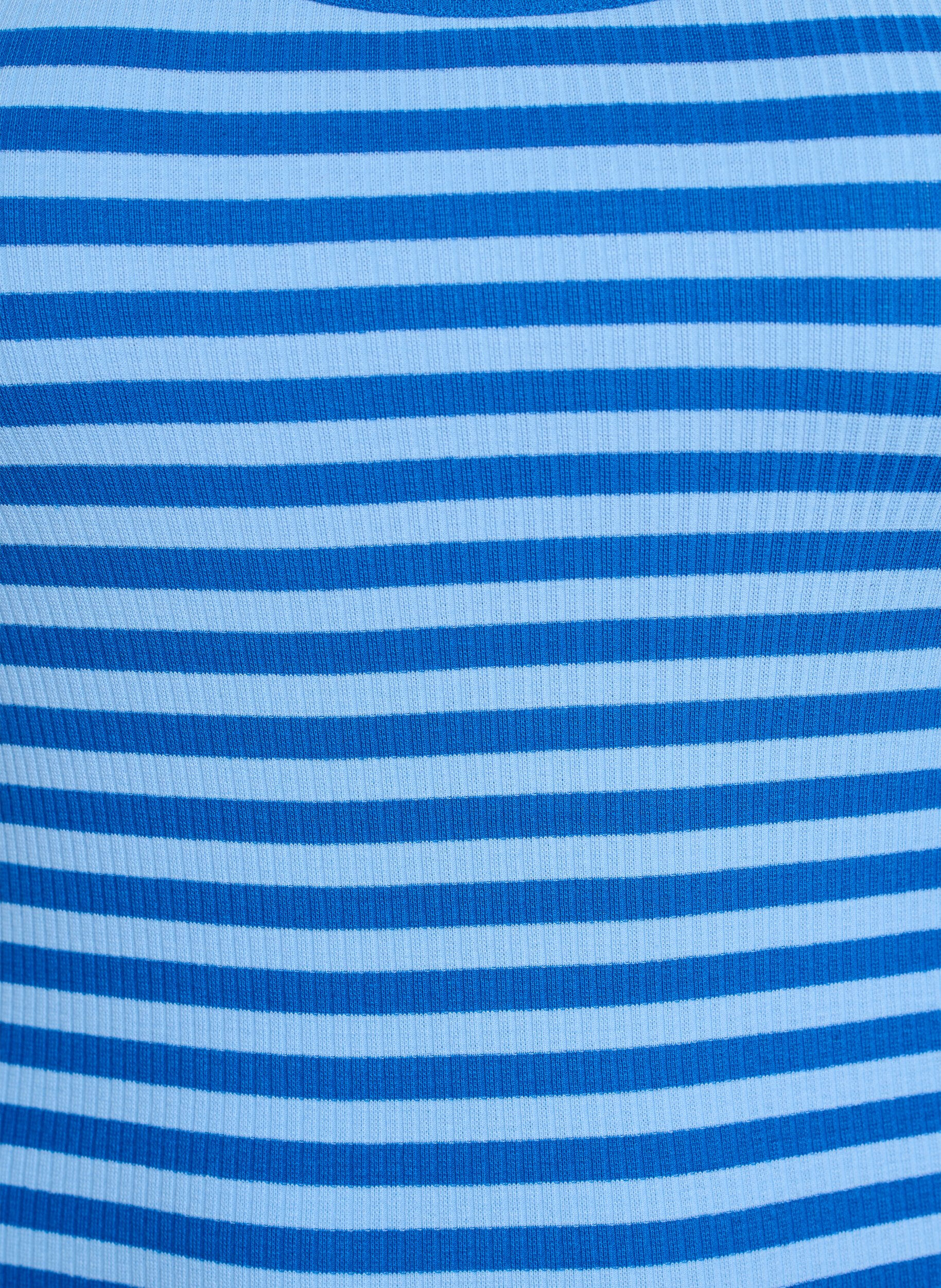 ZizziGestreepte tanktop met een ribstructuur, Blauw, Packshot image number 2