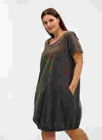 Katoenen jurk met korte mouwen, Khaki Green, Model