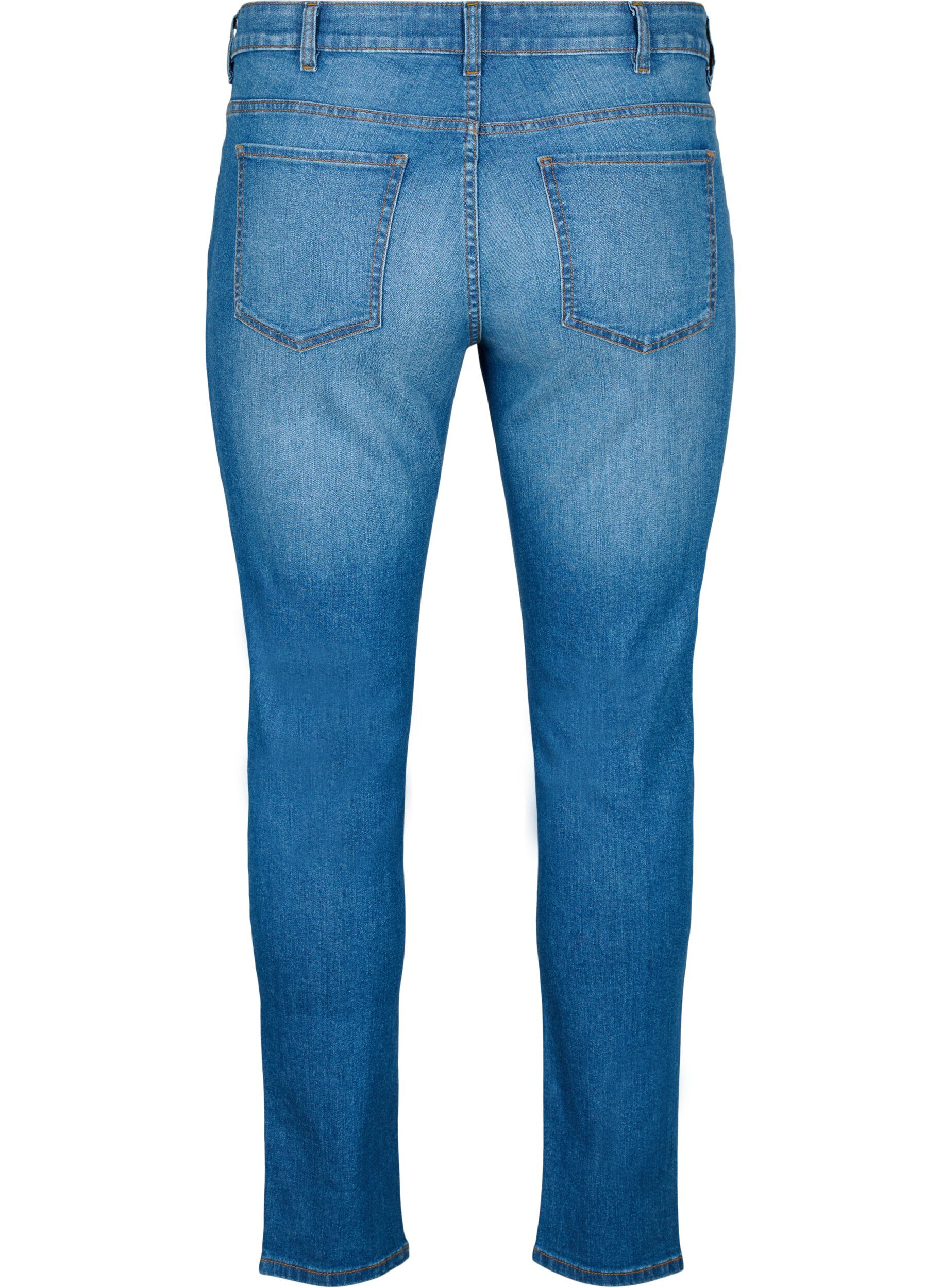 ZizziEmily jeans met reguliere taille en slanke pasvorm, Blue denim, Packshot image number 1