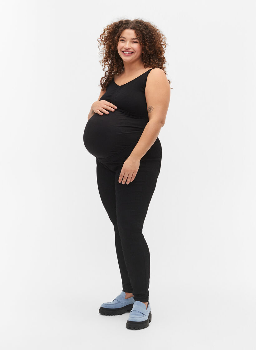 Zwangerschapsjeggings met achterzakken, Black, Model image number 0