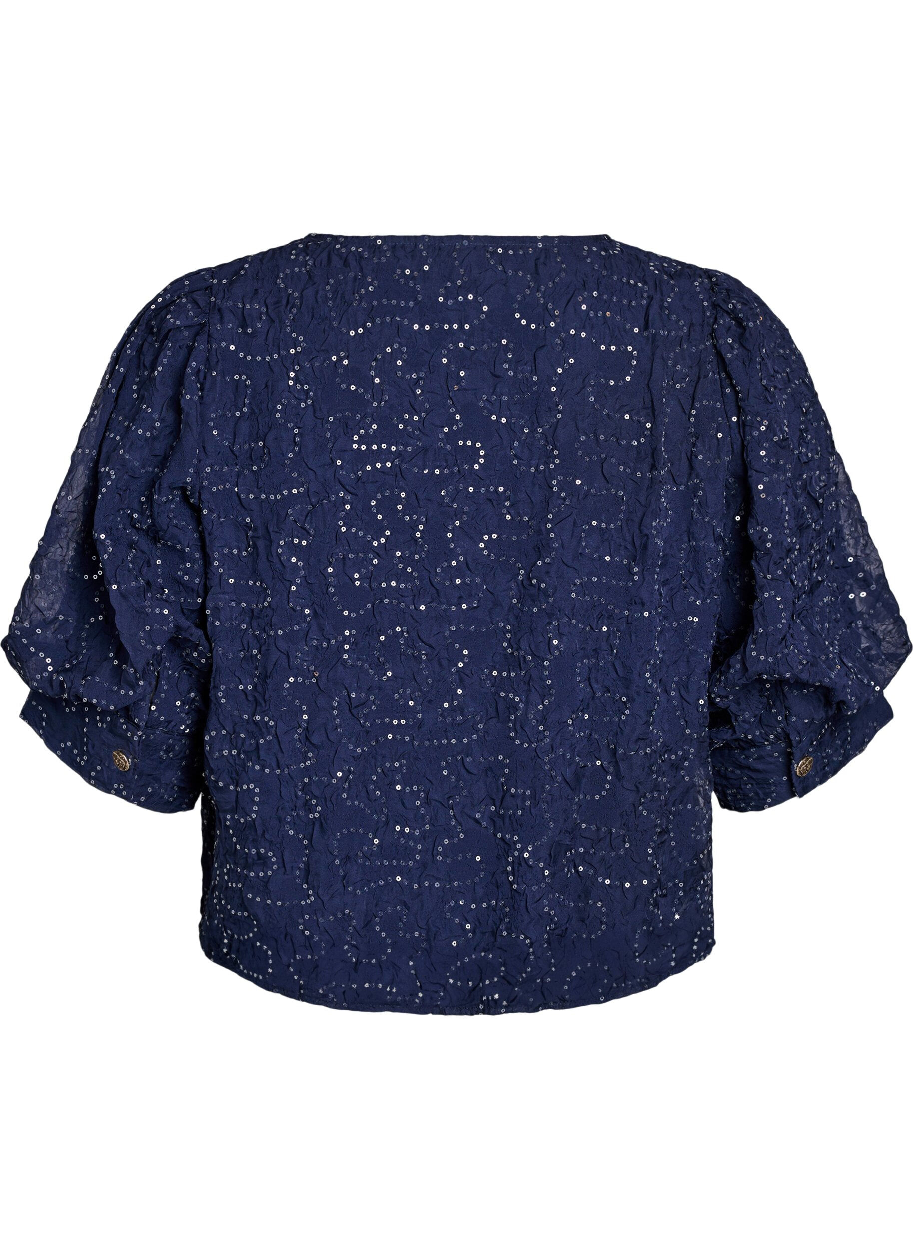 ZizziFeestelijke blouse met pailletten en halflange mouwen, Blauw, Packshot image number 1