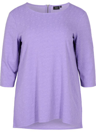 Blouse longue à col rond et manches 3/4, Paisley Purple, Packshot image number 0
