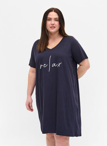 Chemise de nuit en coton à manches courtes, Night Sky RELAX, Model image number 0