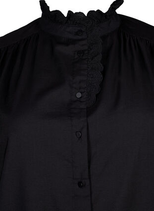 Viscose Shirt Jurk met ruffles, Black, Packshot image number 2