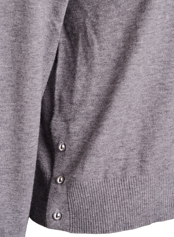 Blouse en maille à col roulé et boutons sur le côté, Gris, Packshot image number 2