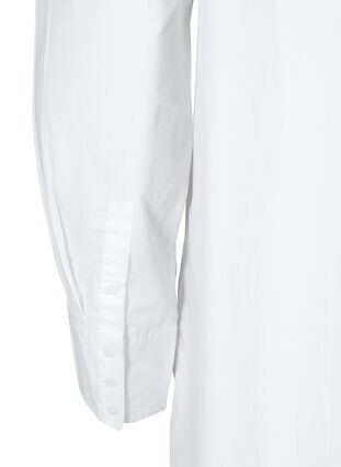 Chemise longue en coton avec poches poitrine, White, Packshot image number 3