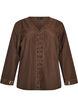 Blouse met broderie anglaise, Bruin, Packshot image number 0