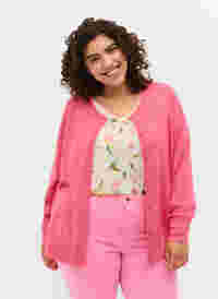 Geribd vest met knoopsluiting, Hot Pink, Model