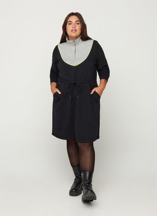 Robe pull avec poches et taille ajustable, Black comb, Model image number 2