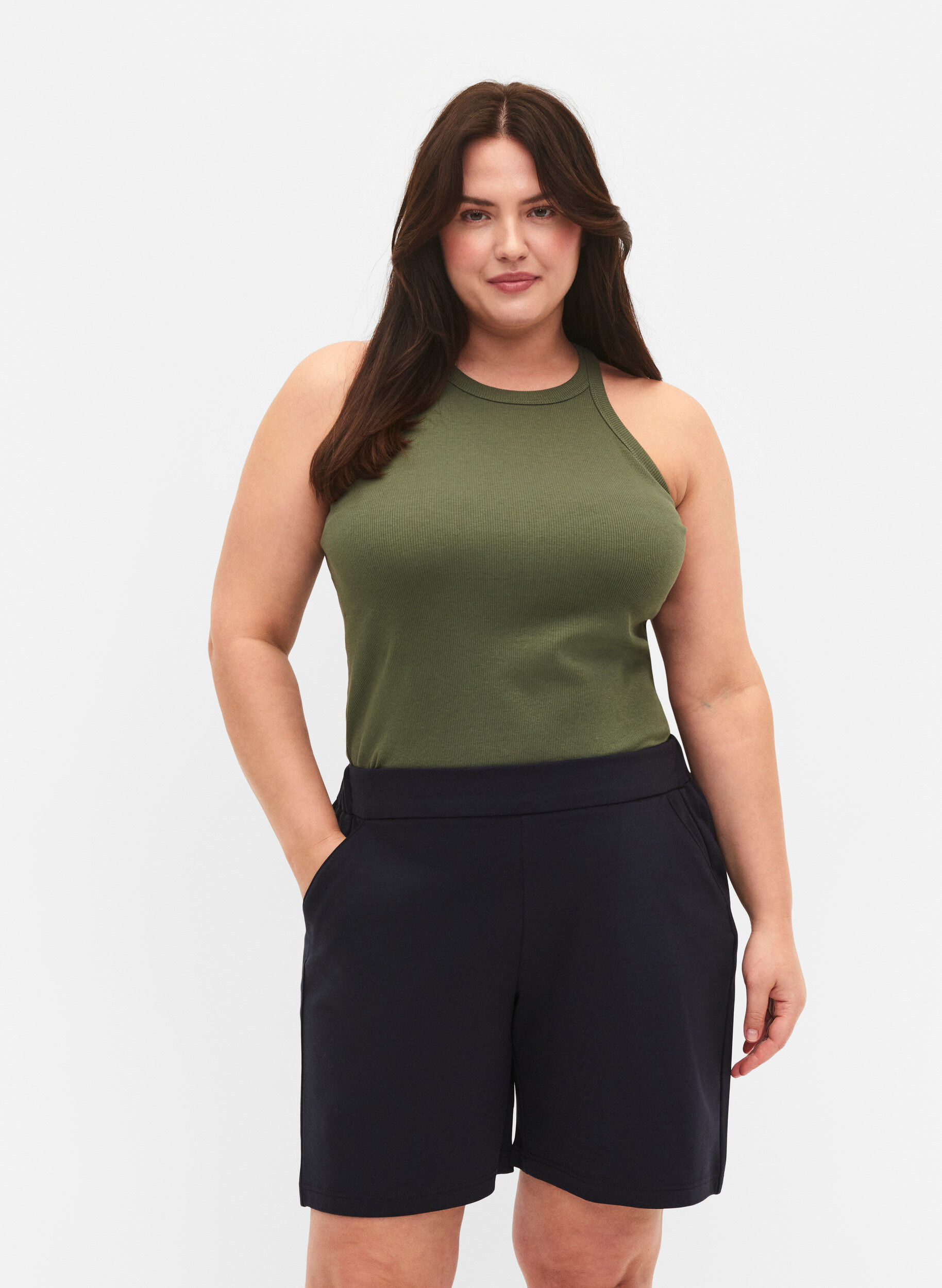 Zizzi Short Maddison, coupe r&eacute;guli&egrave;re, Night Sky, Model image number 0